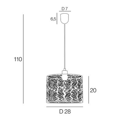 Suspension E27 15W Ø28 cm métal noir feuille - Nora COREP