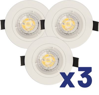 Spots LED encastrables GU10 lumière blanc chaud Blanc par 3 - Saphyr ARLUX