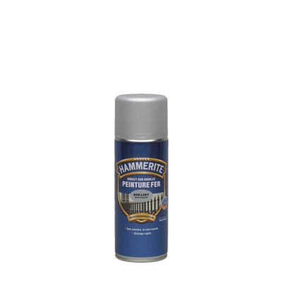 Peinture aérosol fer extérieur direct sur rouille Brillant Argent 400 mL - HAMMERITE