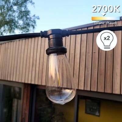 Ampoules Edison pour guirlande LED E27 55 lumens blanc chaud par 2 - TIBELEC