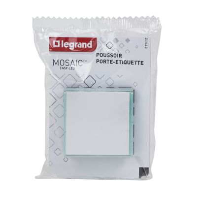 Bouton poussoir encastrable avec porte-étiquette 2 modules Blanc - Mosaic LEGRAND