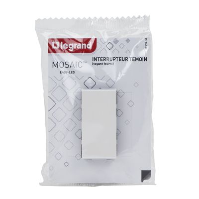 Interrupteur va-et-vient encastrable avec voyant/témoin lumineux 1 module Blanc - Mosaic LEGRAND