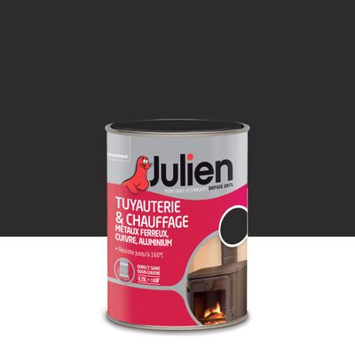 Peinture spéciale tuyauterie et chauffage résiste jusqu'à 160° C noir mat 250 mL - JULIEN