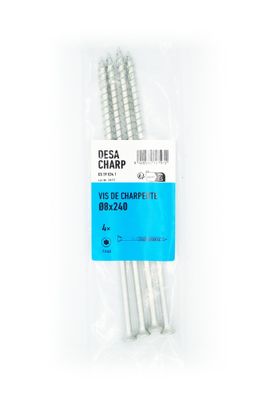 Vis charpente tête fraisée Torx 8 x 240 mm par 4 DESA