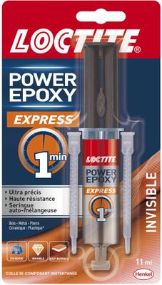 Colle de réparation Power époxy express seringue invisible gel tube 11 ml - LOCTITE