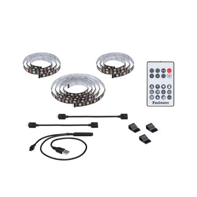 Ruban LED pour télévision 2,4m multicolore USB avec télécommande 4W 5V PAULMANN