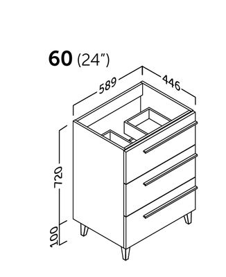 Meuble de salle de bains 3 tiroirs L59 x H82 x P45 cm mélaminé blanc Cies