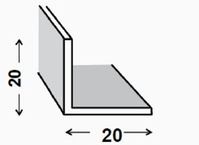 Cornière égale aluminium incolore 20 x 20 x 1,2 mm 2,50 m CQFD 