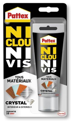 Colle de fixation polymère Ni Clou Ni Vis Multi Matériaux Crystal transparent tube 90 g - PATTEX