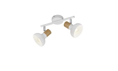 Réglette 2 spots E14 Latika blanc et bois 2x10W - REALITY