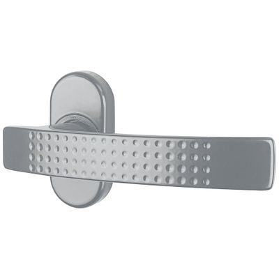 Poignées de porte sur rosaces ovales à cylindre Ibiza gris inox ALPERTEC