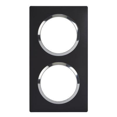 Plaque de finition 2 postes carrée Noir et chrome - Dooxie LEGRAND