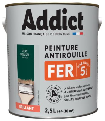 Peinture FER Brillant vert mousse ral 6005 2,5 L - ADDICT