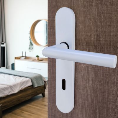 Poignées de porte double entraxe Edison blanc à clé ALPERTEC