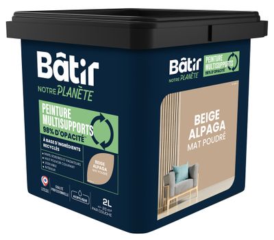 Peinture multi supports mat beige alpaga 2 L - BATIR NOTRE PLANETE