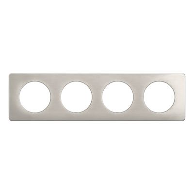 Plaque de finition 4 postes Aluminium satiné - Céliane LEGRAND