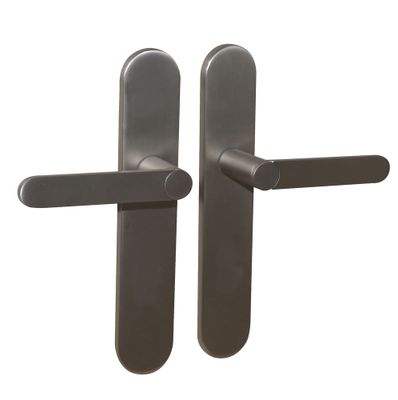 Poignées de porte sur plaques sans trou sans perçage Meudon K nickel satiné mat LINEA BERTOMANI