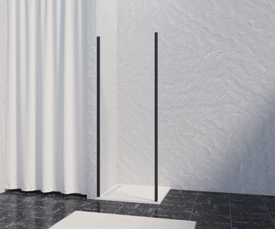 Paroi de douche latérale fixe 80x200 cm profilé noir verre transparent 8 mm Signature - OCEA