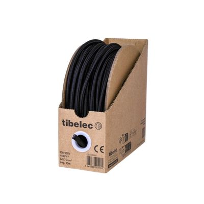 Câble électrique déco noir 2X0,75 mm² 25 mètres TIBELEC
