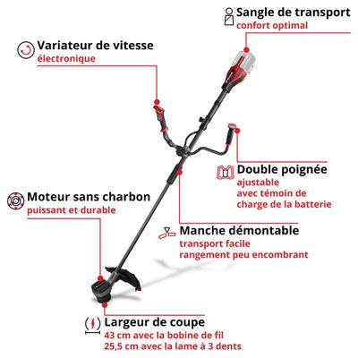 Débroussailleuse à batterie GP-BC 36/430 avec batteries EINHELL PROFESSIONAL