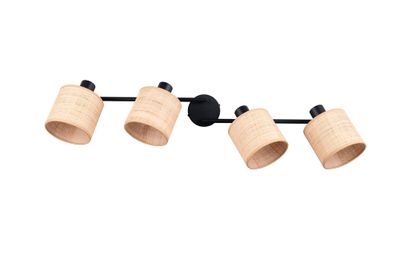 Réglette 4 spots E14 AIMEE noir et naturel 4 X 10W - CASALUM