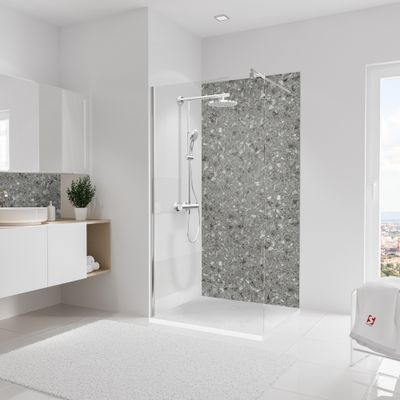 Panneau mural de douche 100x210 cm terrazo granit DécoDesign Softtouch - SCHULTE