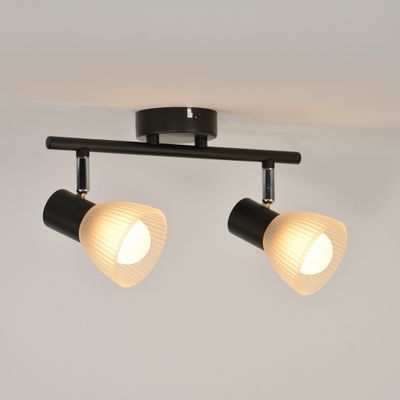 Réglette 2 spots E14 2x7W Noir et verre dépoli - Gino COREP