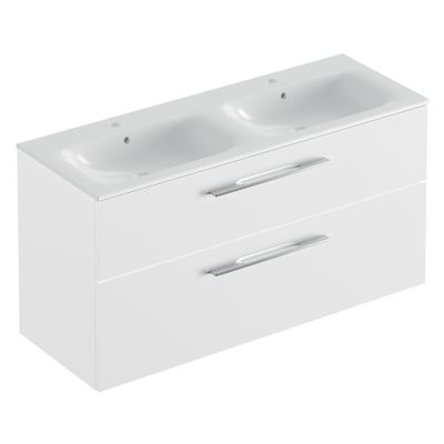 Meuble de salle de bains Selva 2 tiroirs L130 x H65 x P50 cm panneau de particules blanc mat - GEBERIT