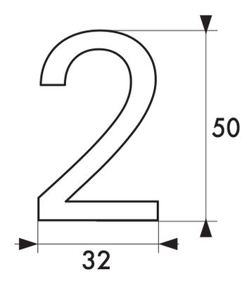 Chiffre 2 adhésif hauteur 50 mm ABS doré THIRARD
