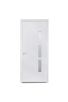 Porte d'entrée monobloc aluminium blanc 2 faces poussant droit H.215 x l.90 cm CLOSY