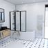 Pare-baignoire pivotant 125x143 cm profilé noir verre transparent triple noir - AURLANE