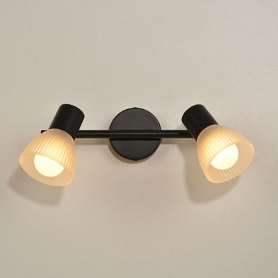 Réglette 2 spots E14 2x7W Noir et verre dépoli - Gino COREP