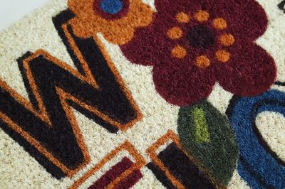 Tapis coco blanchi Welcome Flower 40 x 60 cm - ID HOME