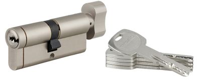 Cylindre de serrure à bouton 40 x 40 mm Transit 1 haute sécurité nickelé 4 clés THIRARD