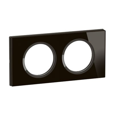 Plaque de finition 2 postes Verre onyx noir - Céliane LEGRAND