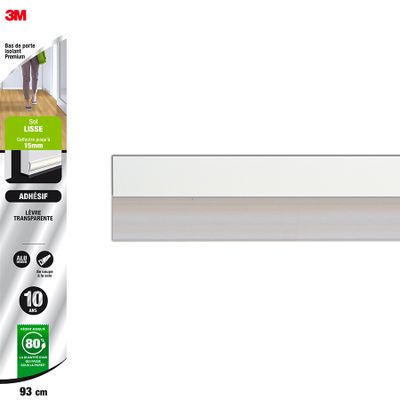 Bas de porte isolant pour sol lisse adhésif Premium blanc 93 cm 3M