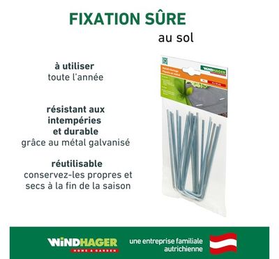 Agrafes métalliques 4 x 14 cm pour fixation dans le sol par 10 WINDHAGER