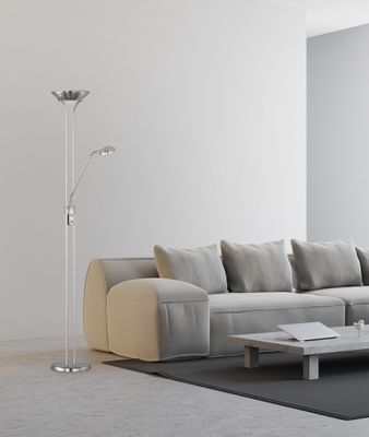 Lampadaire LED Spock nickel  2200 + 500 lumens blanc chaud - REALITY