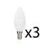 Ampoules LED E14 flamme 4,9W = 470 lumens blanc chaud par 3 - ARLUX
