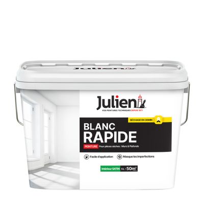 Peinture acrylique Rapide blanc satin 5 L - JULIEN