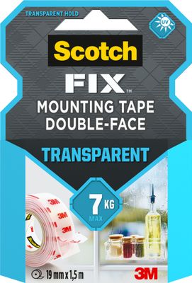 Ruban adhésif double face transparent Scotch-FIX 1,5 m x 19 mm 7 kg - SCOTCH