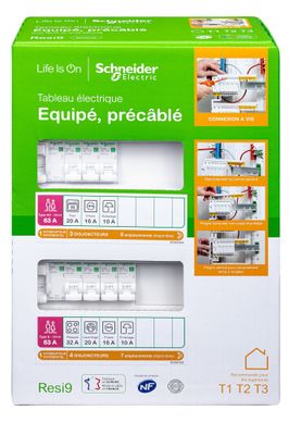 Tableau électrique pré-équipé Resi9 XP 2 rangées pour logement T1 à T3 - SCHNEIDER ELECTRIC
