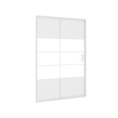 Porte de douche coulissante 120x185 cm profilé blanc verre sérigraphié 4 mm Primera - OCEA