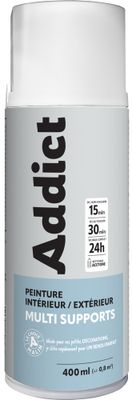 Bombe de peinture multi supports blanc brillant éco 400 mL - ADDICT