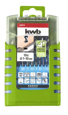 Forets métal HSS diamètre 1 à 10 mm par 19 en coffret AKKU-TOP