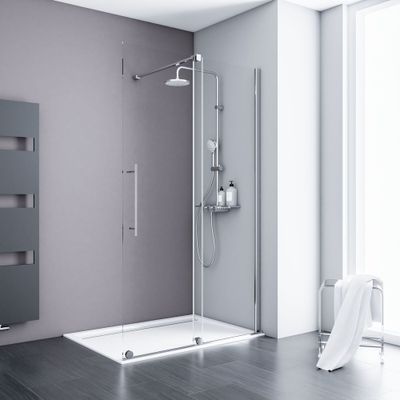 Paroi de douche à l'italienne Walk In coulissante 140x200 cm profilé chrome verre transparent 8 mm NewStyle - SCHULTE