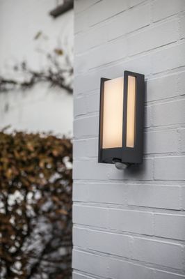 Applique extérieur LED détecteur de mouvements Qubo gris IP54 800 lumens blanc chaud - COREP