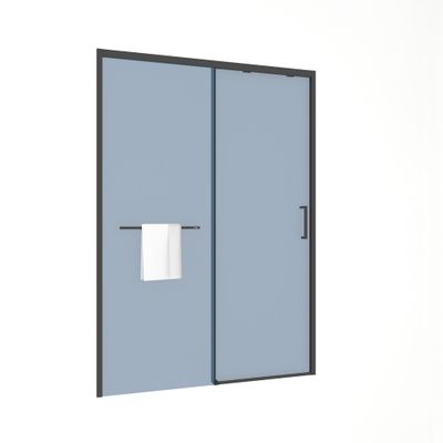 Porte de douche coulissante 140x200 cm profilé noir verre fumé 8 mm Signature - OCEA