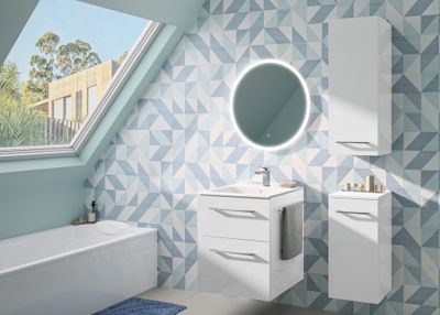 Meuble de salle de bains  Selva 2 tiroirs 55 x 65 x 50 cm panneau de particules blanc mat - GEBERIT