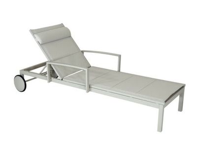 Bain de soleil NINA aluminium avec accoudoir + roues crème chevron, Livraison à domicile incluse - PROLOISIRS